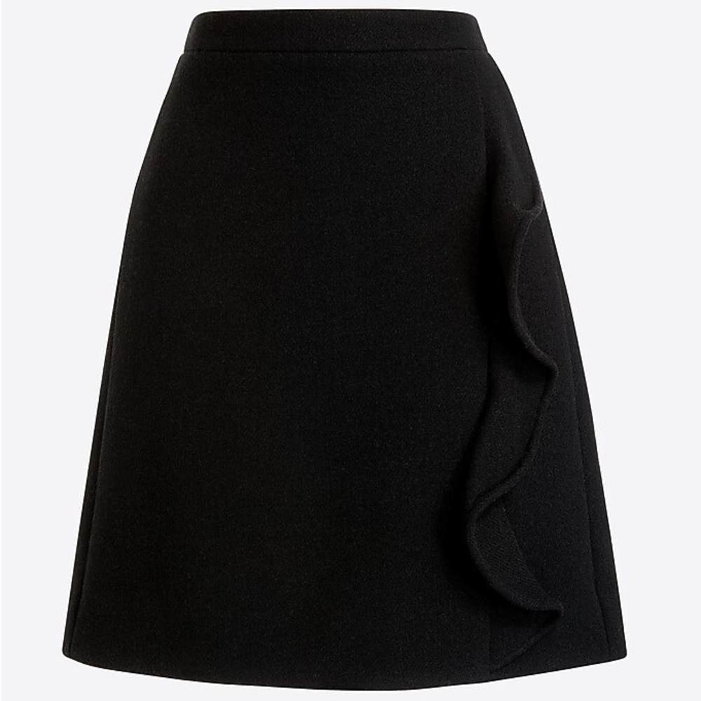 J. Crew Black Mini Skirt with Ruffle Detail